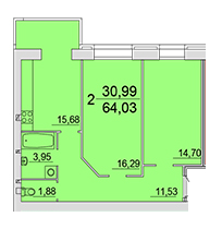 2-комнатная 64.03 м² в ЖК Европейский квартал от 10 200 грн/м², Винница