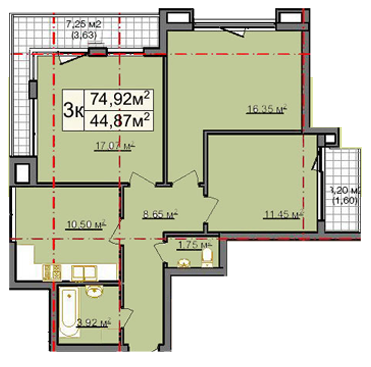 3-кімнатна 74.92 м² в КБ GENEVA від 18 500 грн/м², Львів