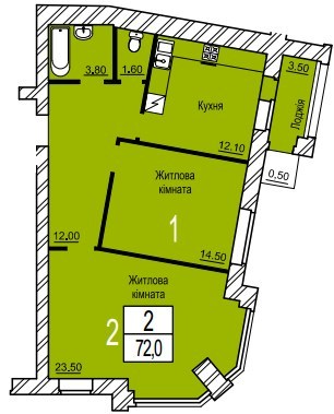 2-кімнатна 72 м² в ЖК Зелений від 13 000 грн/м², м. Біла Церква