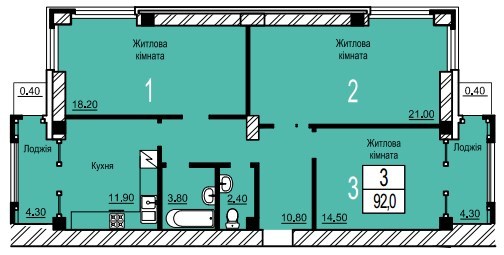 3-кімнатна 92 м² в ЖК Зелений від 13 000 грн/м², м. Біла Церква