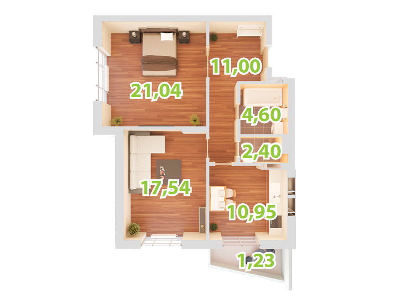 2-кімнатна 68.76 м² в ЖК Зелений острів-2 від забудовника, Київ