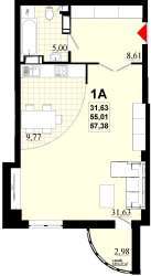 1-комнатная 57.38 м² в ЖК Златоуст от 39 500 грн/м², Киев