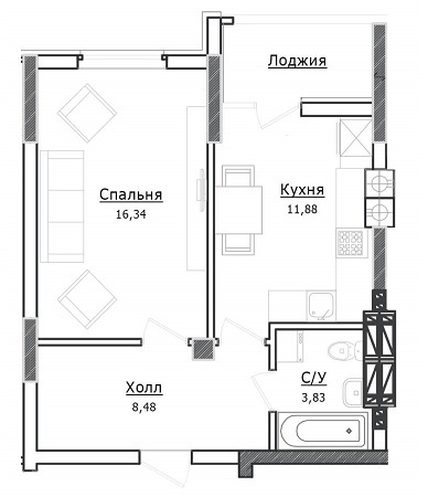 1-кімнатна 40.53 м² в ЖК Ірпінські Липки від 14 500 грн/м², м. Ірпінь