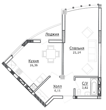 1-комнатная 49.25 м² в ЖК Ирпенские Липки от 14 500 грн/м², г. Ирпень