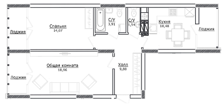 2-комнатная 70.37 м² в ЖК Ирпенские Липки от 14 500 грн/м², г. Ирпень