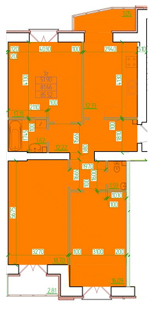 3-кімнатна 85.52 м² в ЖК Кадетський від забудовника, Полтава