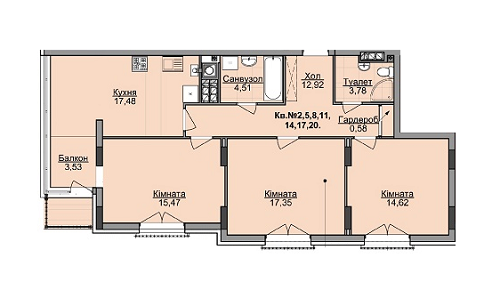 3-кімнатна 90.24 м² в ЖК Карамель від 16 500 грн/м², Львів