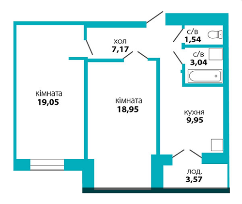 2-кімнатна 61.3 м² в ЖК Квартал Виноградний від 12 050 грн/м², Івано-Франківськ