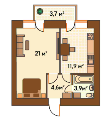 1-кімнатна 45.1 м² в ЖК Київський від 22 050 грн/м², м. Ірпінь