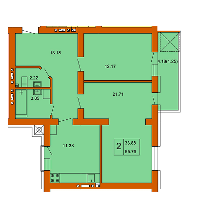 2-кімнатна 65.76 м² в ЖК Кленовий Парк від 13 800 грн/м², м. Трускавець