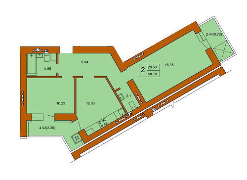 2-кімнатна 58.79 м² в ЖК Кленовий Парк від 13 800 грн/м², м. Трускавець