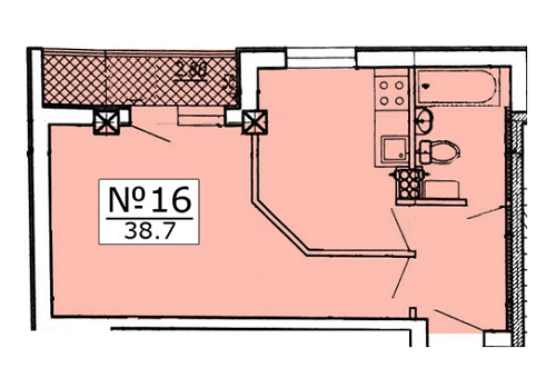 1-комнатная 38.7 м² в ЖК Клубный от застройщика, Одесса