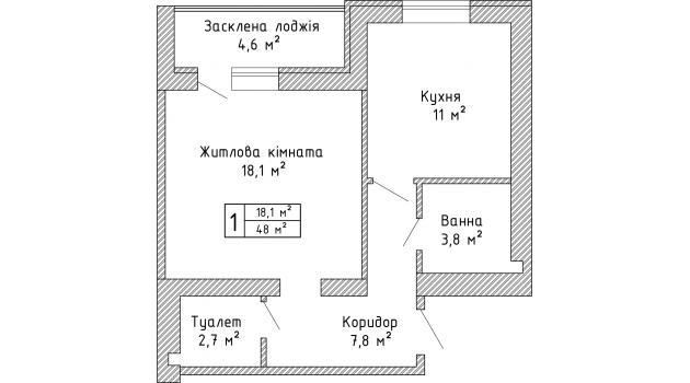 1-комнатная 48 м² в ЖК Ковельская Голландия от застройщика, г. Ковель