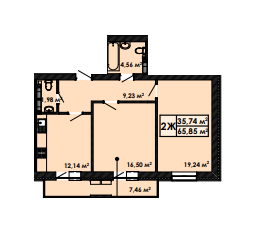 2-кімнатна 68.85 м² в ЖК Коломіївський від забудовника, Київ