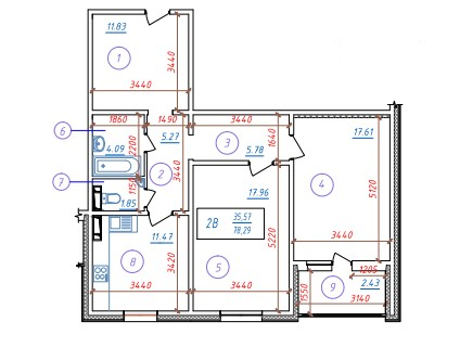 2-комнатная 78.29 м² в ЖК Кристер Град от застройщика, Киев