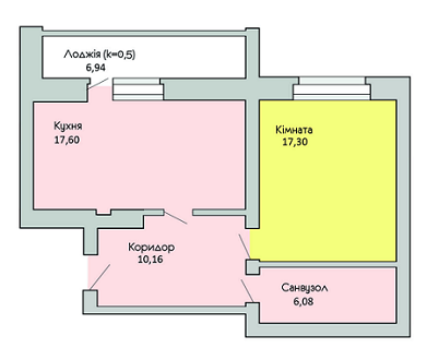 1-комнатная 54.61 м² в ЖК Левада от 11 500 грн/м², г. Борисполь