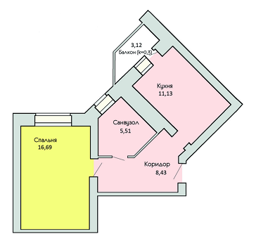 1-комнатная 43.32 м² в ЖК Левада от 11 500 грн/м², г. Борисполь