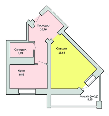 1-комнатная 47.25 м² в ЖК Левада от 11 500 грн/м², г. Борисполь