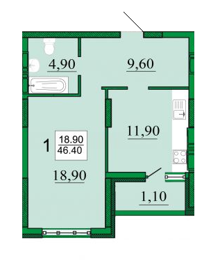 1-комнатная 46.4 м² в ЖК Лико-Град от застройщика, Киев