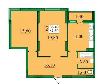 2-комнатная 69.3 м² в ЖК Лико-Град от застройщика, Киев