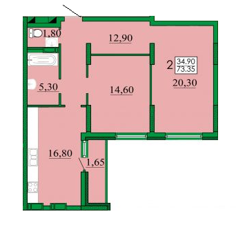 2-кімнатна 73.35 м² в ЖК Ліко-Град від забудовника, Київ