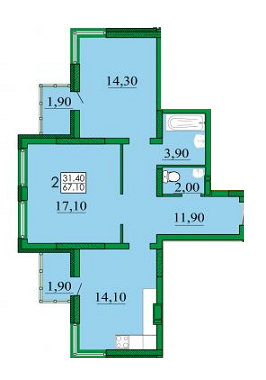 2-кімнатна 67.1 м² в ЖК Ліко-Град від забудовника, Київ