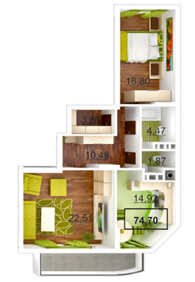 2-кімнатна 74.7 м² в ЖК Липова Алея від 18 220 грн/м², Львів