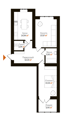 2-кімнатна 68.22 м² в ЖК LYSTOPAD від 13 770 грн/м², Івано-Франківськ