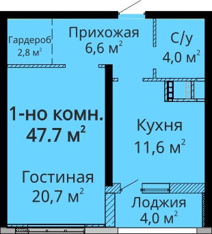 1-комнатная 47.7 м² в ЖК Мандарин от застройщика, Одесса