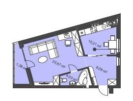 1-кімнатна 47.27 м² в ЖК Manhattan від забудовника, Львів