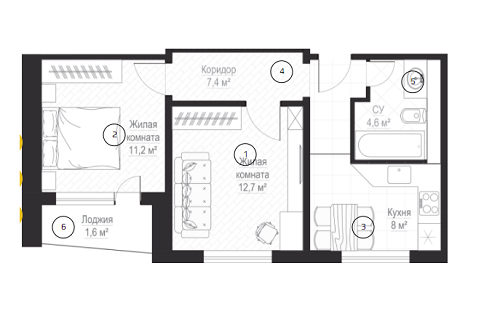 2-кімнатна 45.5 м² в ЖК Металіст від 22 400 грн/м², Харків