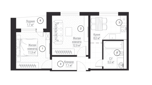 2-комнатная 45.8 м² в ЖК Металлист от 17 550 грн/м², Харьков