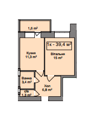 1-комнатная 39.4 м² в ЖК Минский от застройщика, Киев