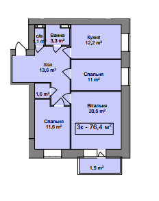 3-комнатная 76.4 м² в ЖК Минский от застройщика, Киев