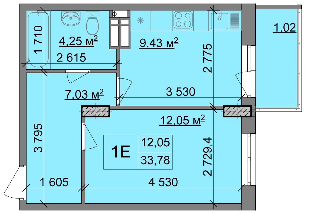 1-комнатная 33.78 м² в ЖК Мозаика от застройщика, Киев