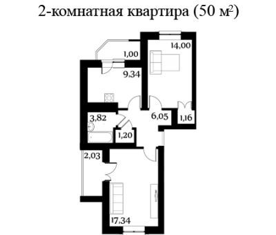 2-кімнатна 50 м² в ЖК Молодіжне містечко від забудовника, с. Крюківщина