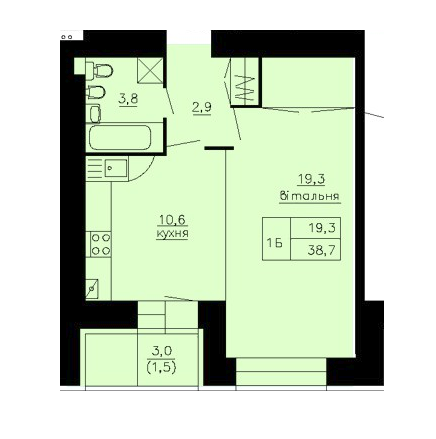 1-комнатная 38.7 м² в ЖК Монреаль от застройщика, Тернополь