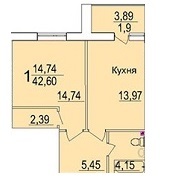 1-комнатная 42.6 м² в ЖК Морской от 13 000 грн/м², г. Южное