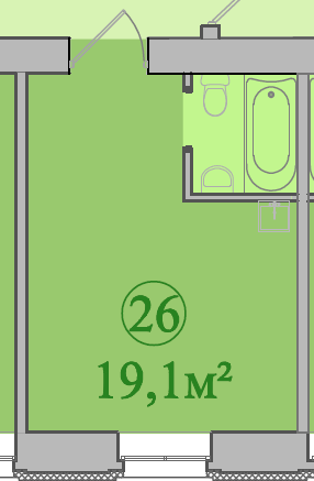 1-комнатная 19.1 м² в ЖК Мрия от застройщика, Харьков