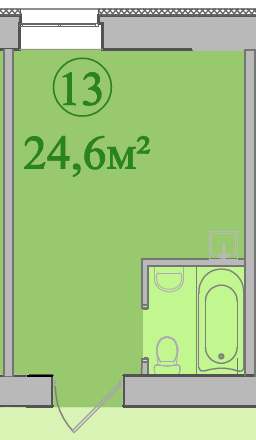 1-комнатная 24.6 м² в ЖК Мрия от застройщика, Харьков