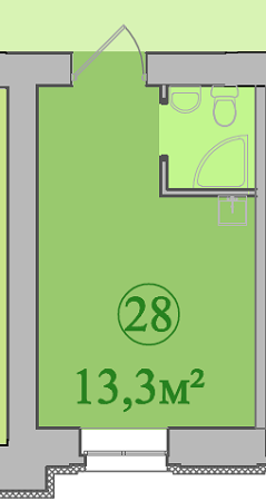 1-комнатная 13.3 м² в ЖК Мрия от застройщика, Харьков