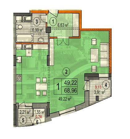 1-комнатная 68.96 м² в ЖК по бул. Леси Украинки, 7Б от 45 650 грн/м², Киев