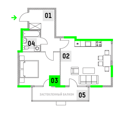 1-кімнатна 58.91 м² в ЖК Jack House від 59 310 грн/м², Київ