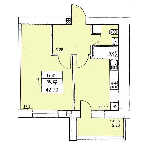 1-кімнатна 42.7 м² в ЖК на Єфимова від 14 000 грн/м², Одеса