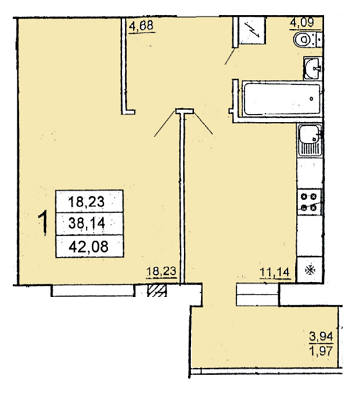 1-комнатная 42.08 м² в ЖК на Ефимова от 14 000 грн/м², Одесса