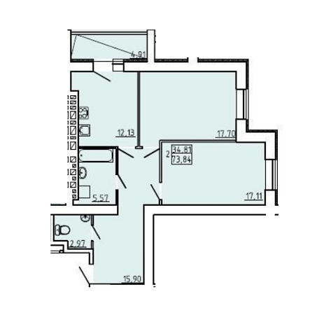 2-комнатная 73.84 м² в ЖК Рогатинский от 15 000 грн/м², Харьков