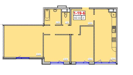 3-кімнатна 91.62 м² в ЖК Сорок шоста перлина від 21 300 грн/м², Одеса