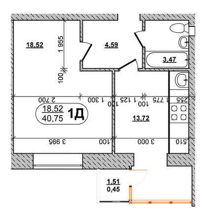 1-комнатная 40.75 м² в ЖК на ул. 600-летия от 16 500 грн/м², Винница