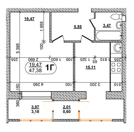 1-комнатная 47.38 м² в ЖК на ул. 600-летия от 16 500 грн/м², Винница