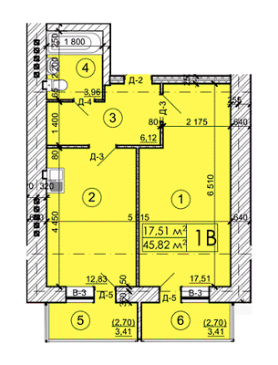 1-комнатная 45.82 м² в ЖК на ул. 600-летия, 17 от застройщика, Винница